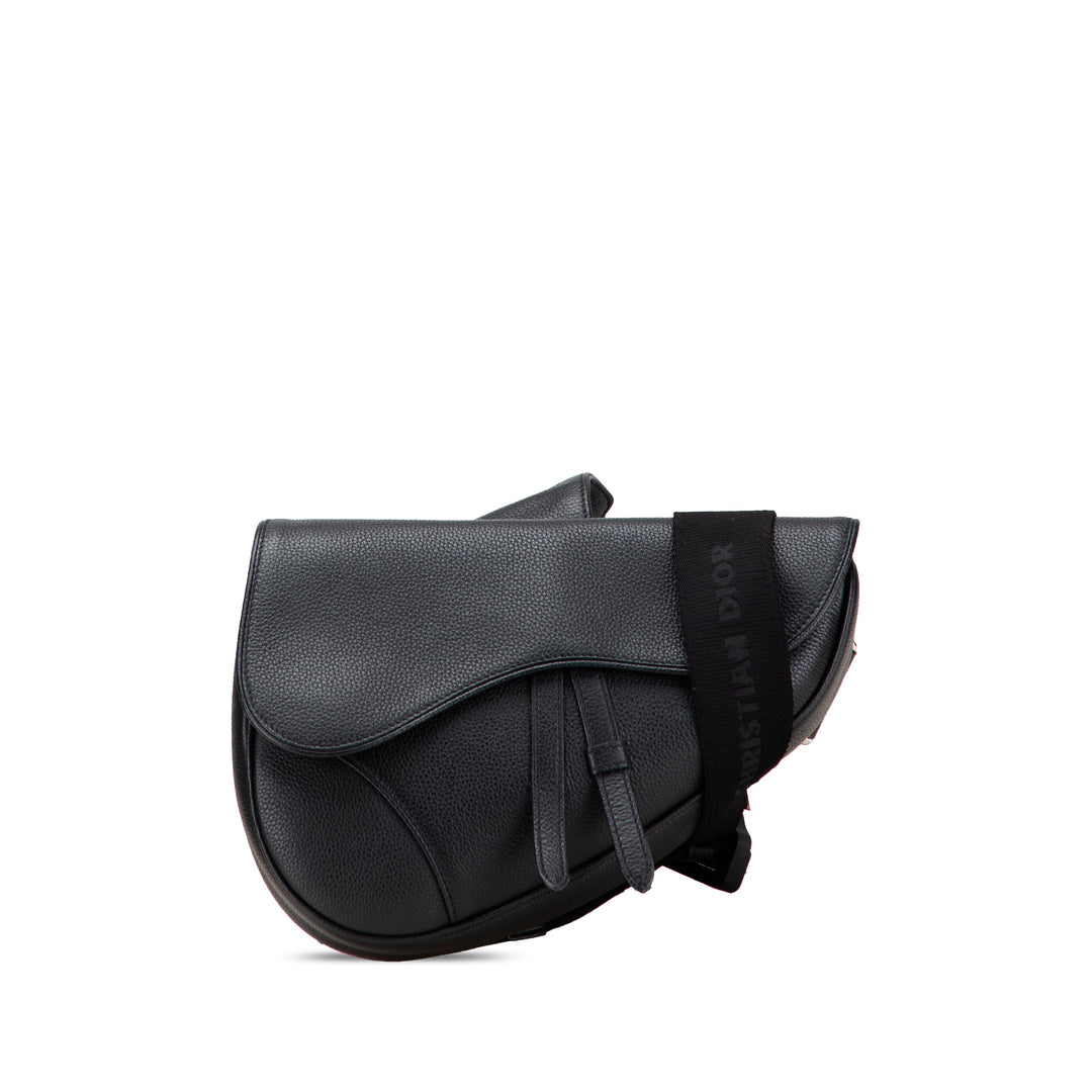 Kim Jones Grained Calfskin Saddle Bag Black - Gaby Paris