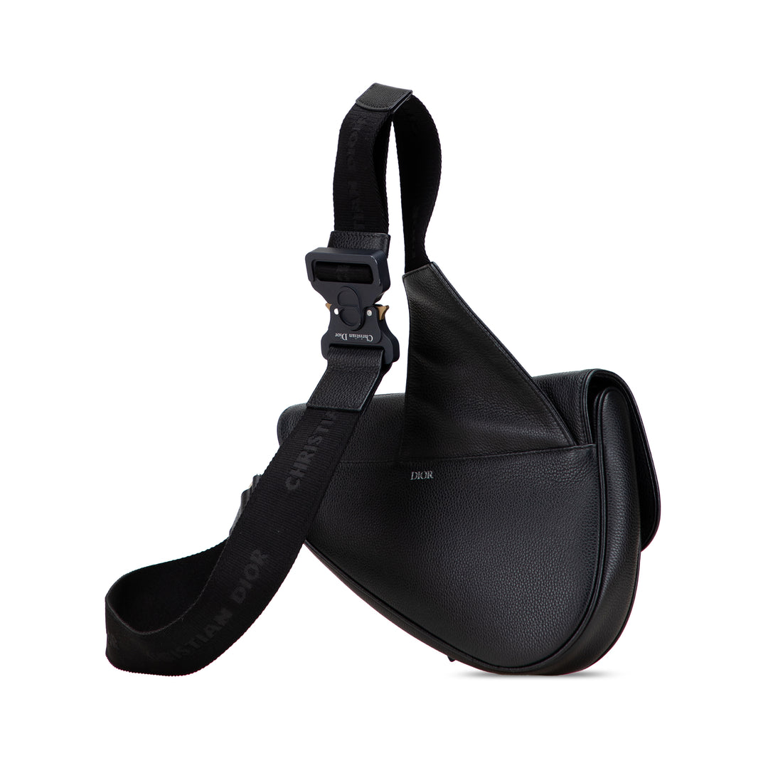 Kim Jones Grained Calfskin Saddle Bag Black - Gaby Paris