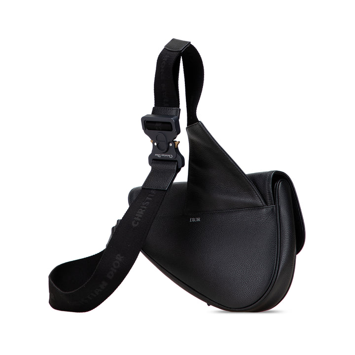 Kim Jones Grained Calfskin Saddle Bag Black - Gaby Paris