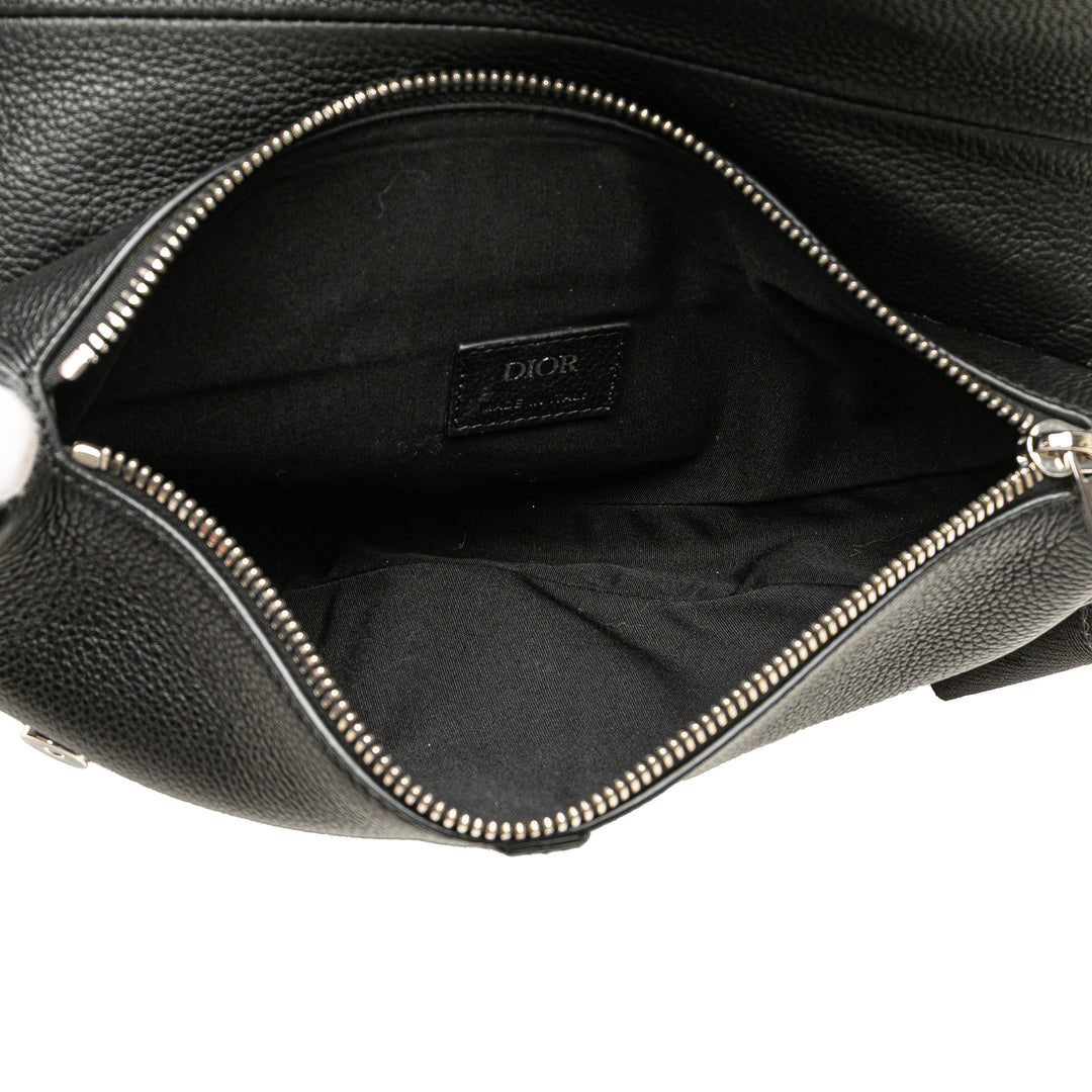 Kim Jones Grained Calfskin Saddle Bag Black - Gaby Paris