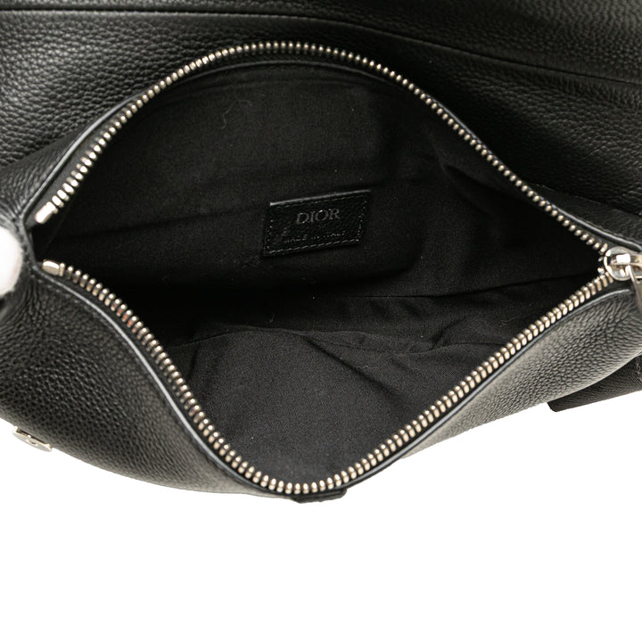 Kim Jones Grained Calfskin Saddle Bag Black - Gaby Paris