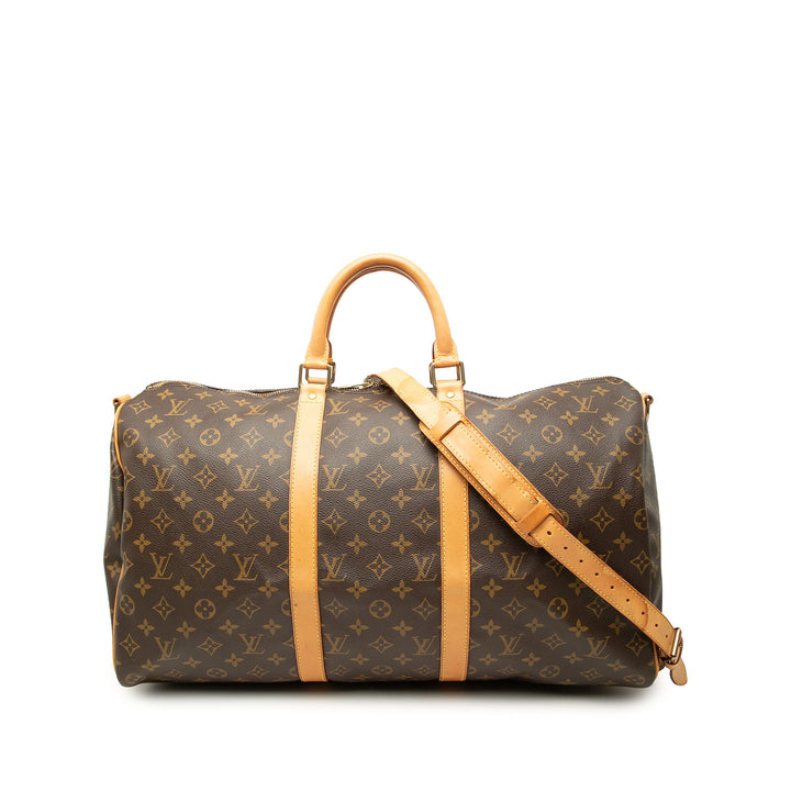 Louis Vuitton Sac de voyage Keepall Bandouliere 50 Monogram Marron – vue principale – GABY PARIS