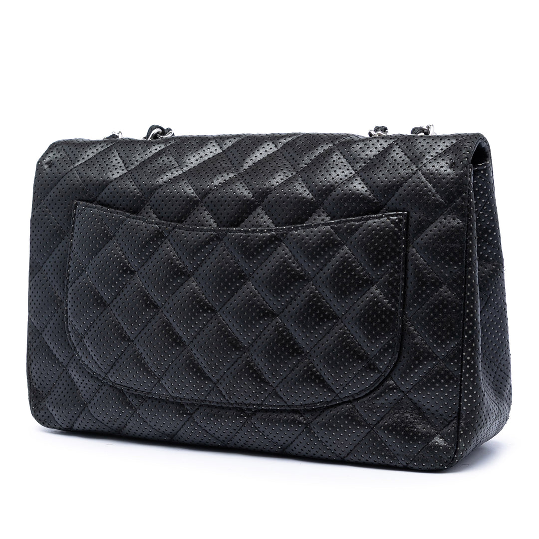 Chanel Jumbo Classic perforé Cuir d’agneau Simple rabat