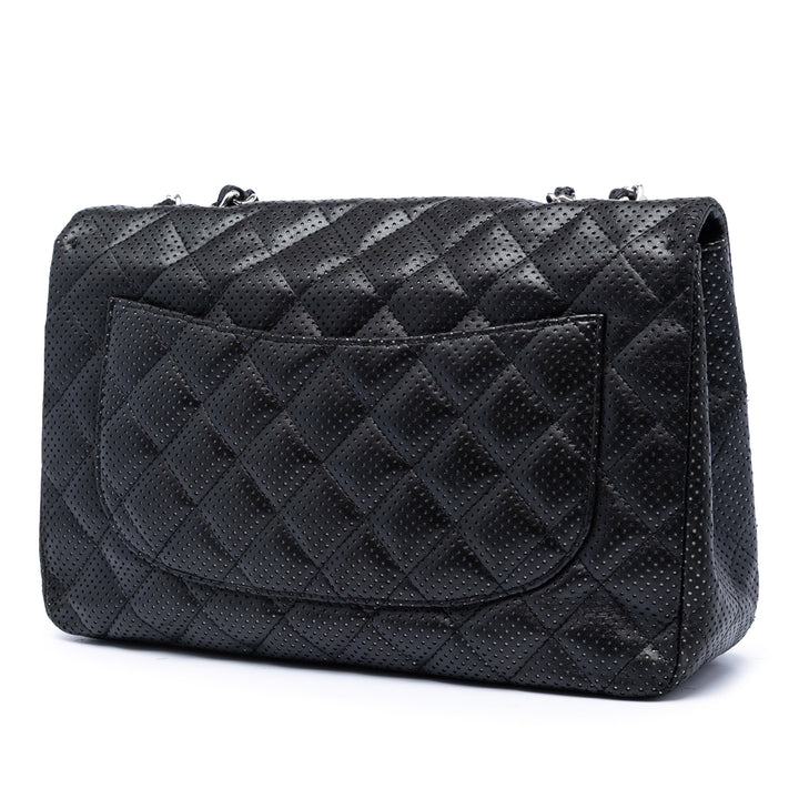 Chanel Jumbo Classic perforé Cuir d’agneau Simple rabat