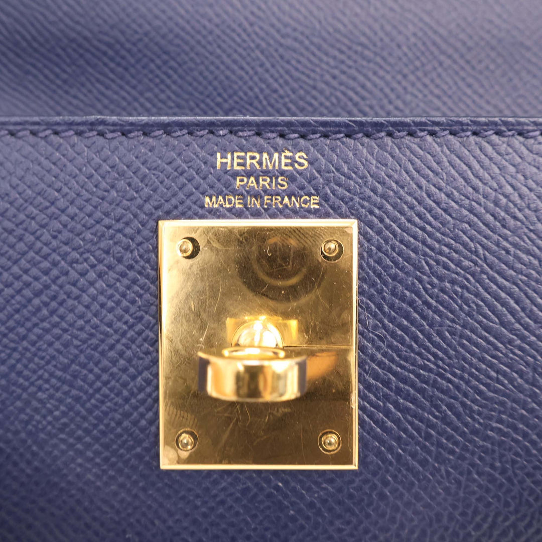 Kelly II Sellier 28 Epsom Bleu