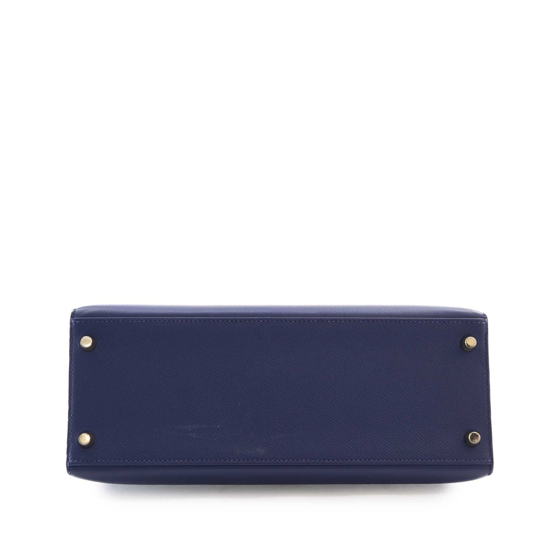 Kelly II Sellier 28 Epsom Bleu