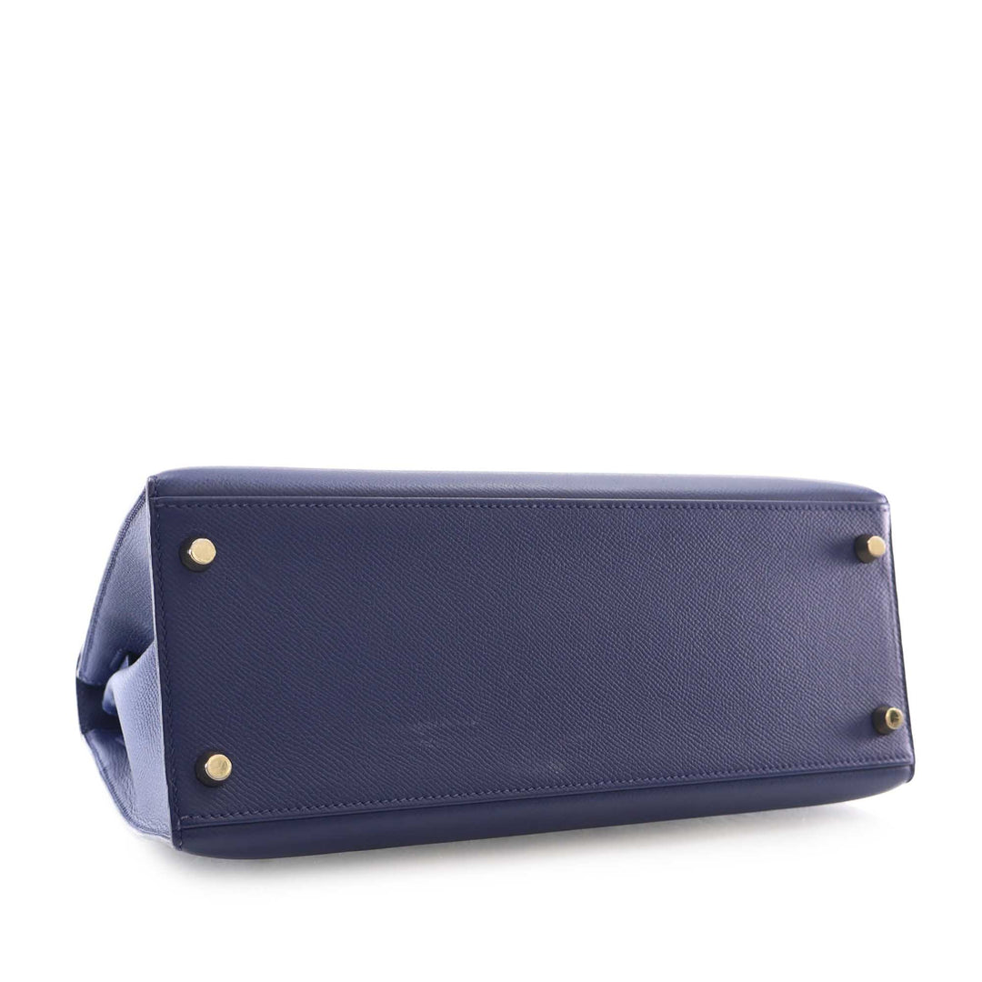 Kelly II Sellier 28 Epsom Bleu
