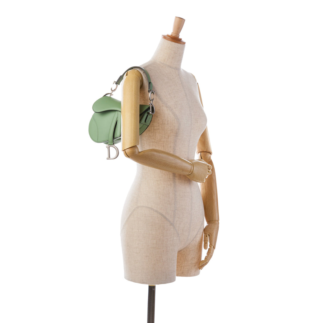 Mini Leather Saddle Bag Green - Gaby Paris