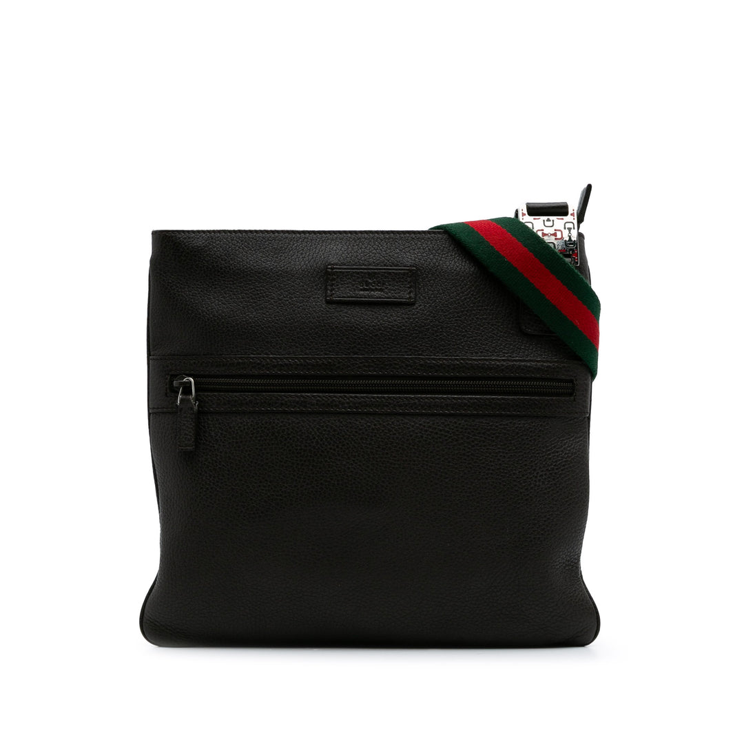 Leather Web Crossbody Black - Gaby Paris