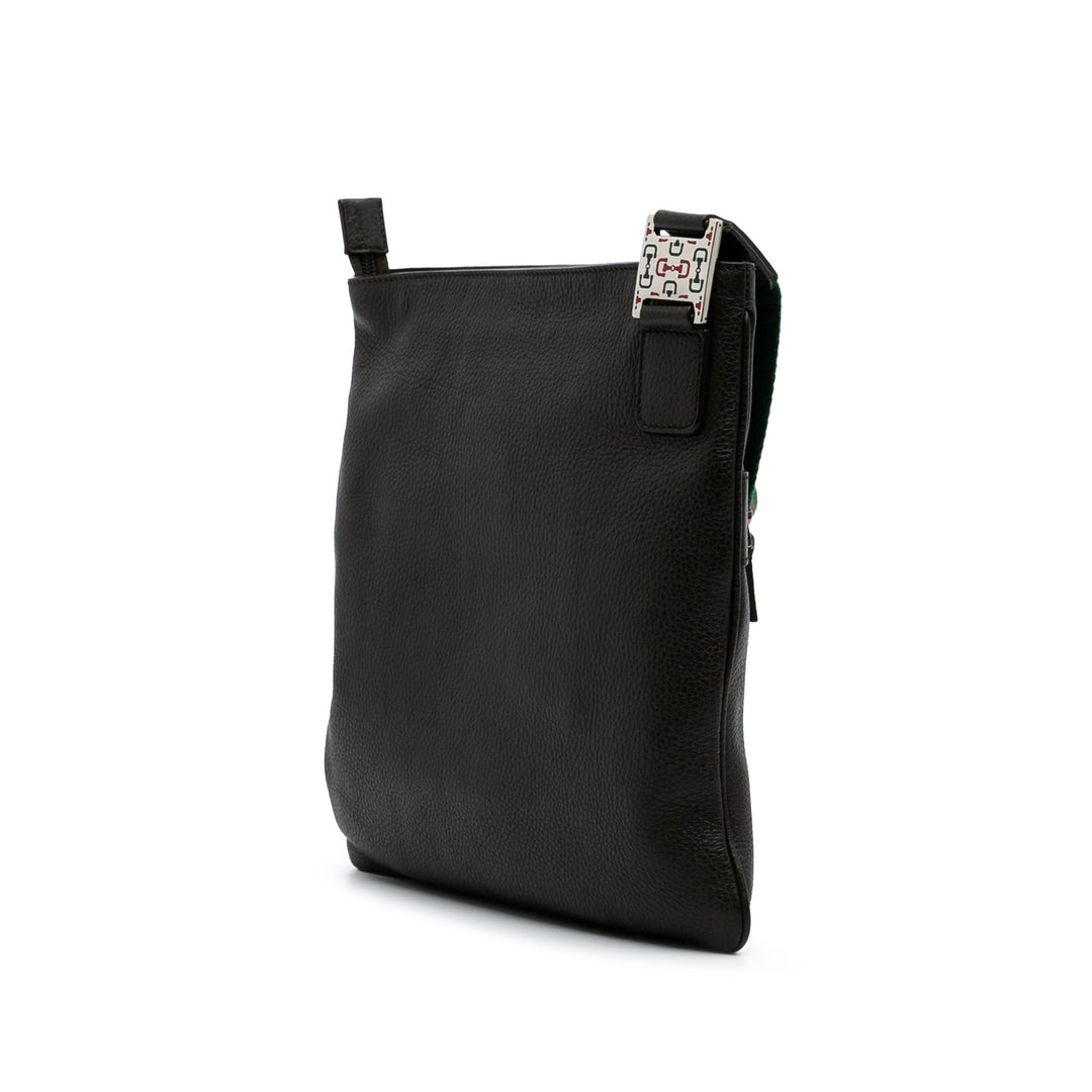 Leather Web Crossbody Black - Gaby Paris