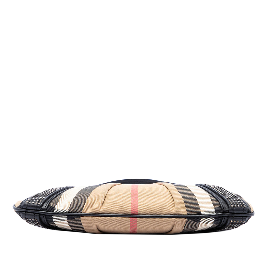 Burberry Sac porté épaule clouté à finitions House Check Marron – vue 3 – GABY PARIS