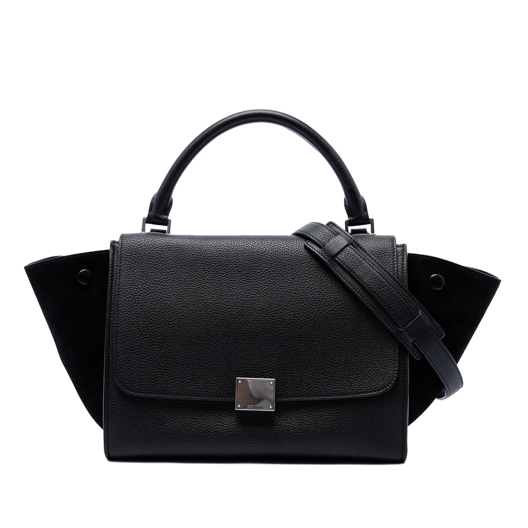 Celine Drummed et Trapeze Sac Petit Cuir de veau Noir – vue principale – GABY PARIS