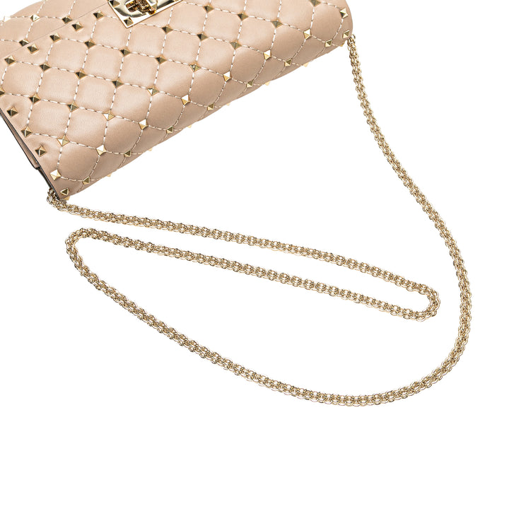 Nappa Rockstud Spike Wallet On Chain Brown - Gaby Paris