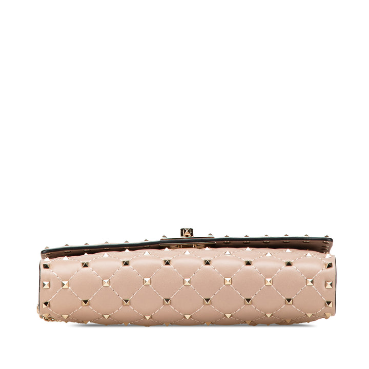 Nappa Rockstud Spike Wallet On Chain Brown - Gaby Paris