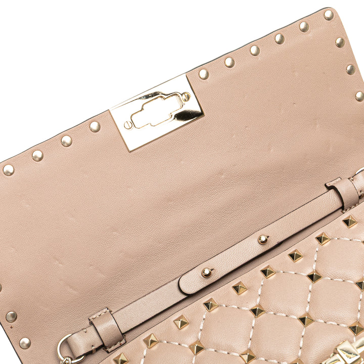 Nappa Rockstud Spike Wallet On Chain Brown - Gaby Paris