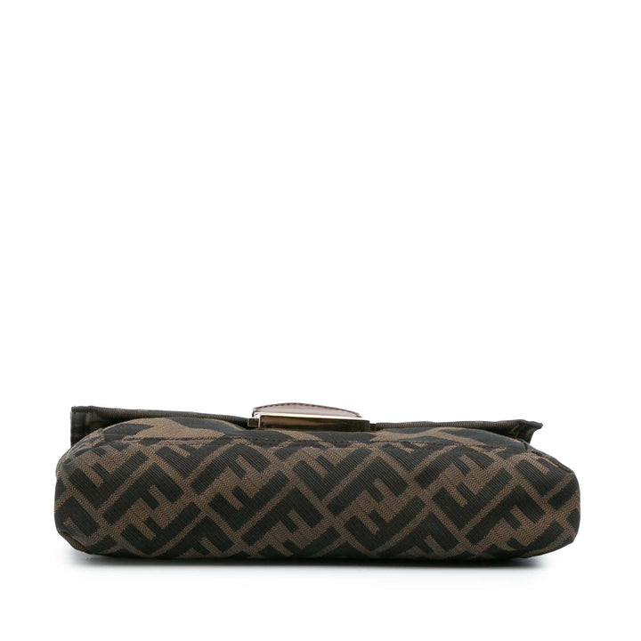 Fendi Zucca Toile and Cuir Chain Maxi Baguette Marron