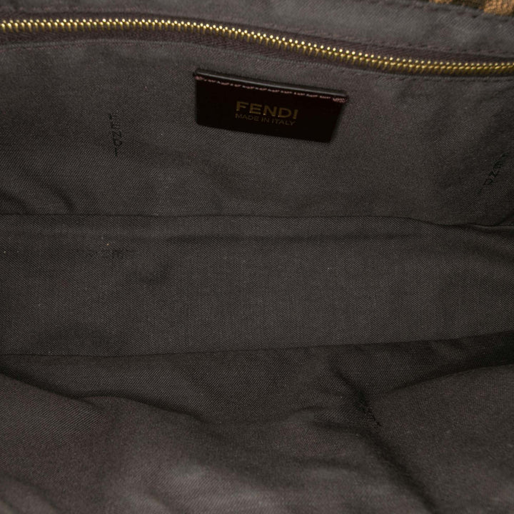 Fendi Zucca Toile and Cuir Chain Maxi Baguette Marron