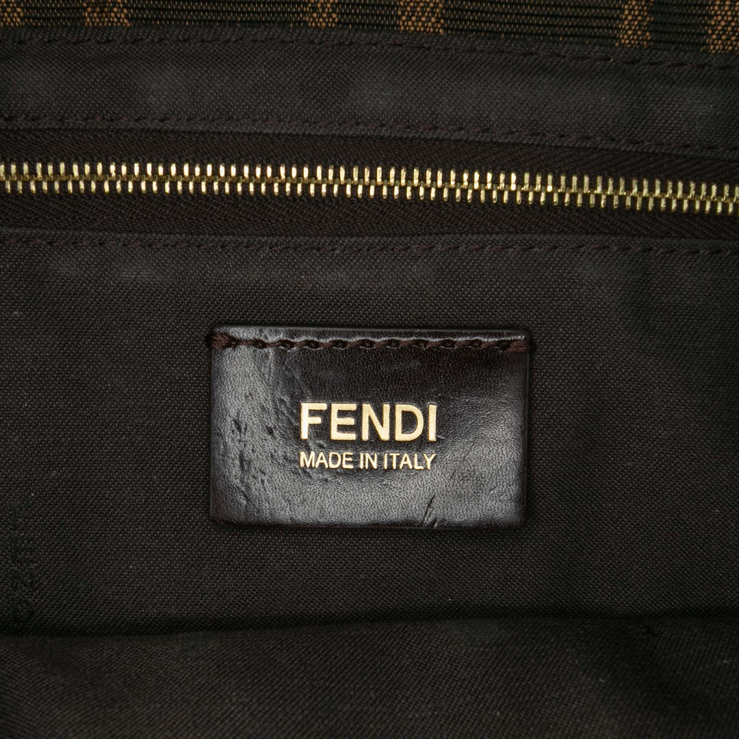 Fendi Zucca Toile and Cuir Chain Maxi Baguette Marron