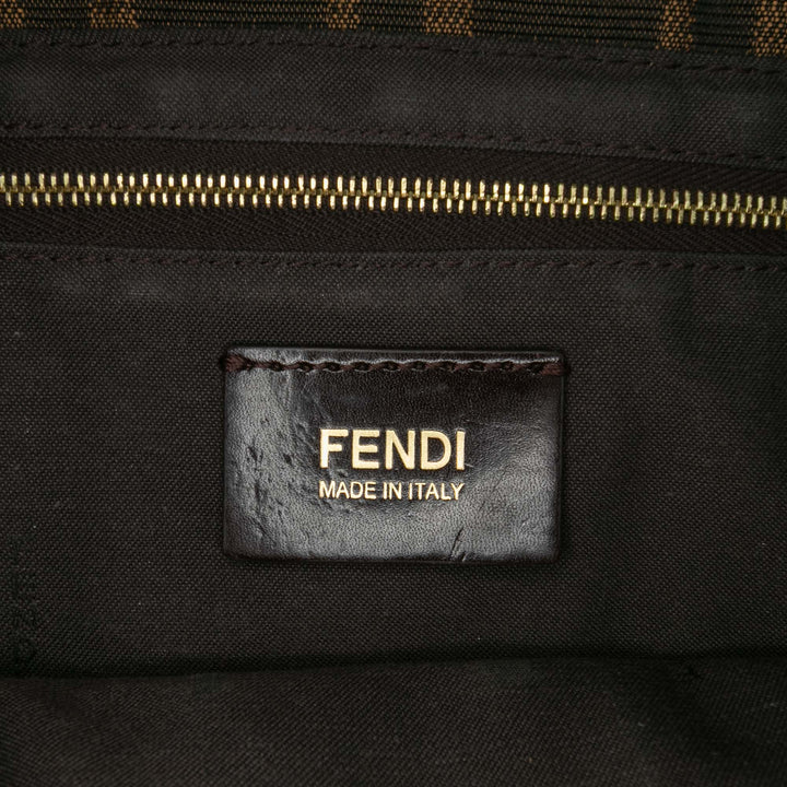 Fendi Zucca Toile and Cuir Chain Maxi Baguette Marron