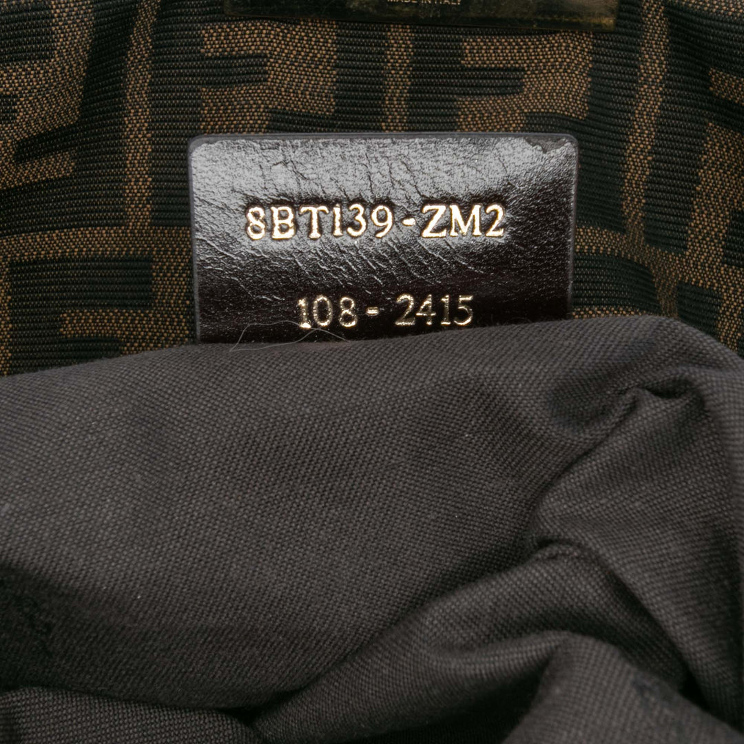 Fendi Zucca Toile and Cuir Chain Maxi Baguette Marron