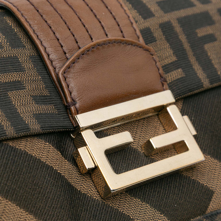 Fendi Zucca Toile and Cuir Chain Maxi Baguette Marron