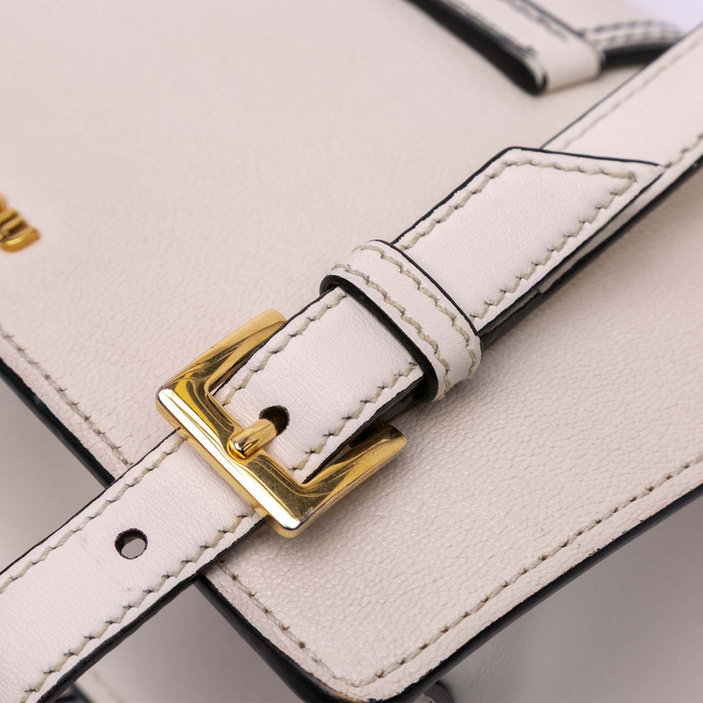 Goatskin Madras Soft Calf Crystal Embellished Crossbody White - Gaby Paris