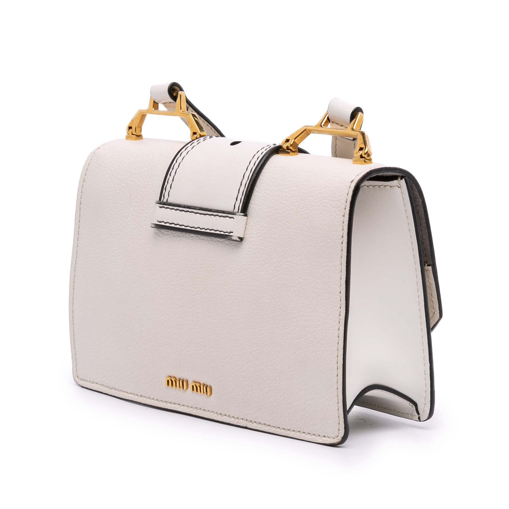 Goatskin Madras Soft Calf Crystal Embellished Crossbody White - Gaby Paris