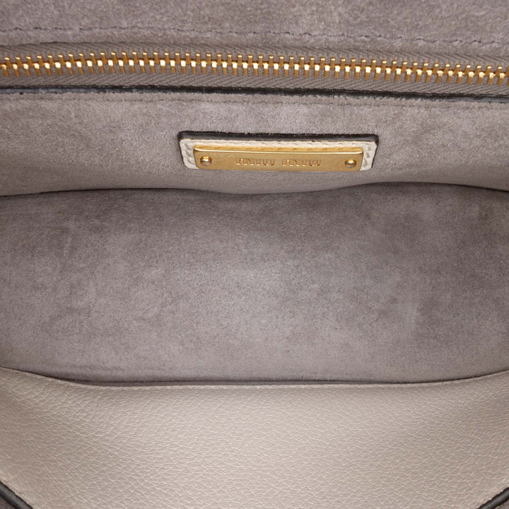 Goatskin Madras Soft Calf Crystal Embellished Crossbody White - Gaby Paris