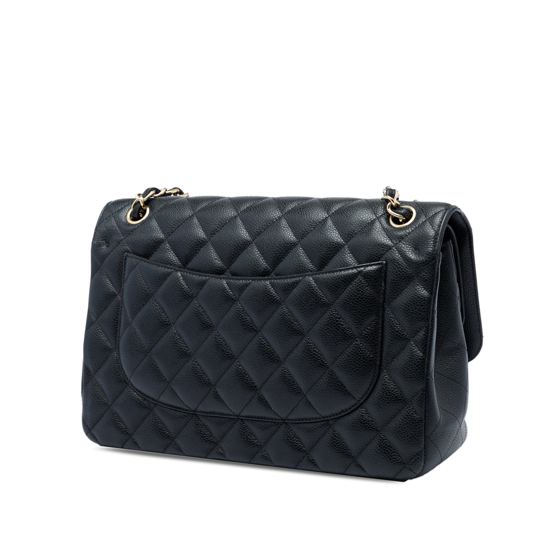 Classic Double rabat Jumbo Cuir caviar Noir