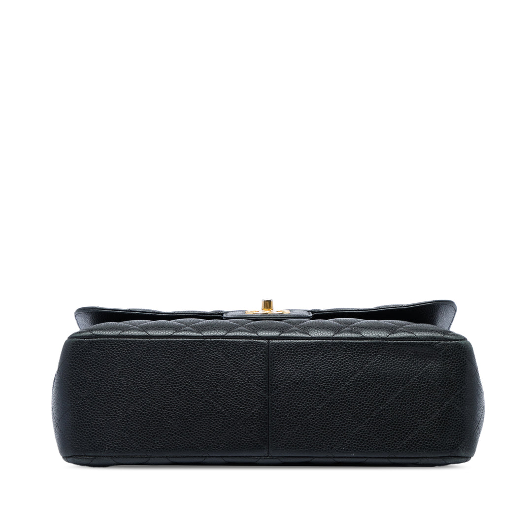 Classic Double rabat Jumbo Cuir caviar Noir