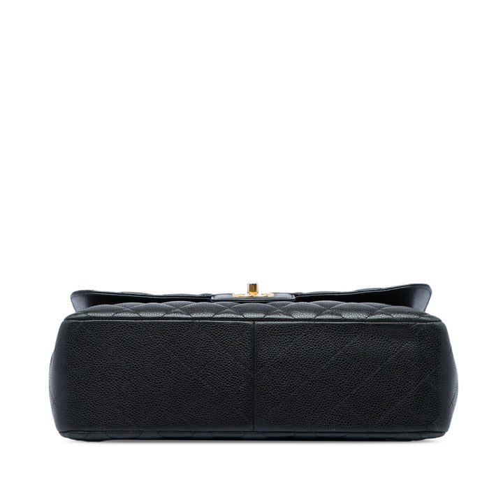 Classic Double rabat Jumbo Cuir caviar Noir