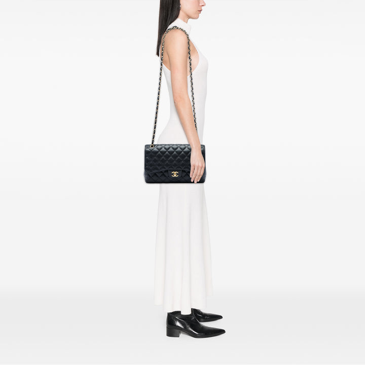 Classic Double rabat Jumbo Cuir caviar Noir