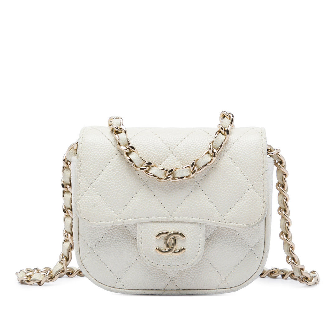 Chanel Matelassé Pochette avec chaîne Mini Cuir caviar