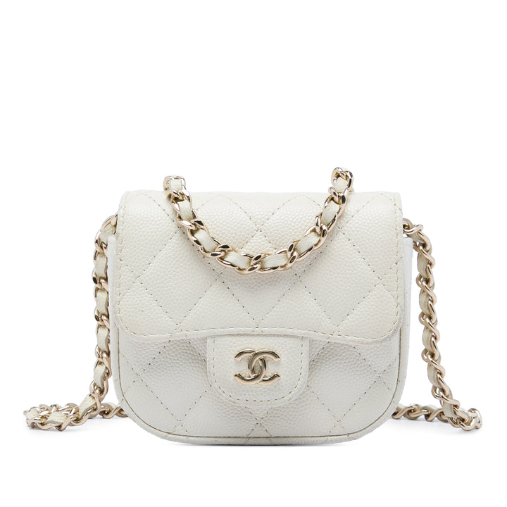 Chanel Matelassé Pochette avec chaîne Mini Cuir caviar