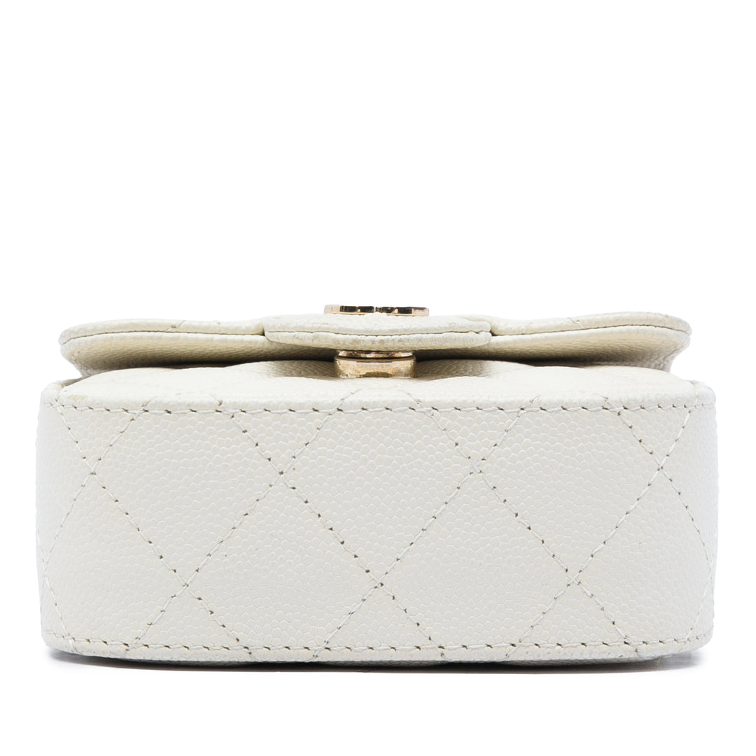Chanel Matelassé Pochette avec chaîne Mini Cuir caviar