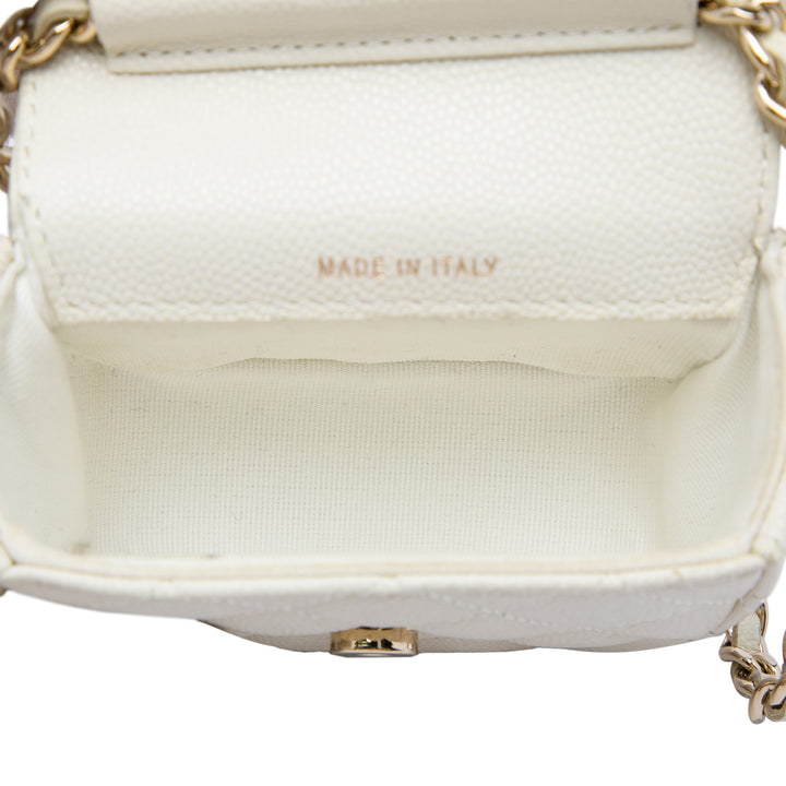 Chanel Matelassé Pochette avec chaîne Mini Cuir caviar