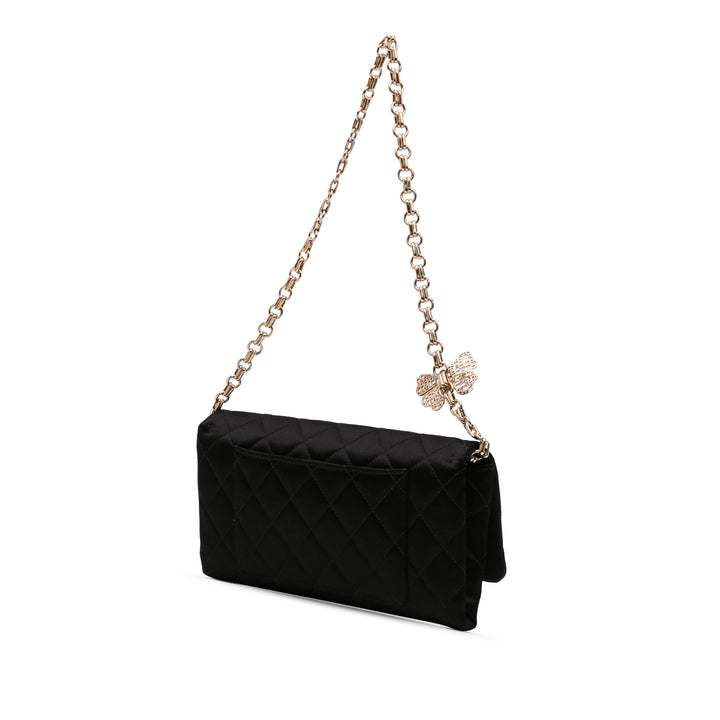 Chanel CC Quilted Satin Butterfly Chain Pochette Noir