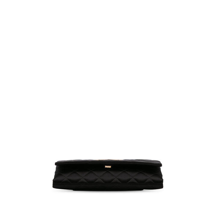 Chanel CC Quilted Satin Butterfly Chain Pochette Noir