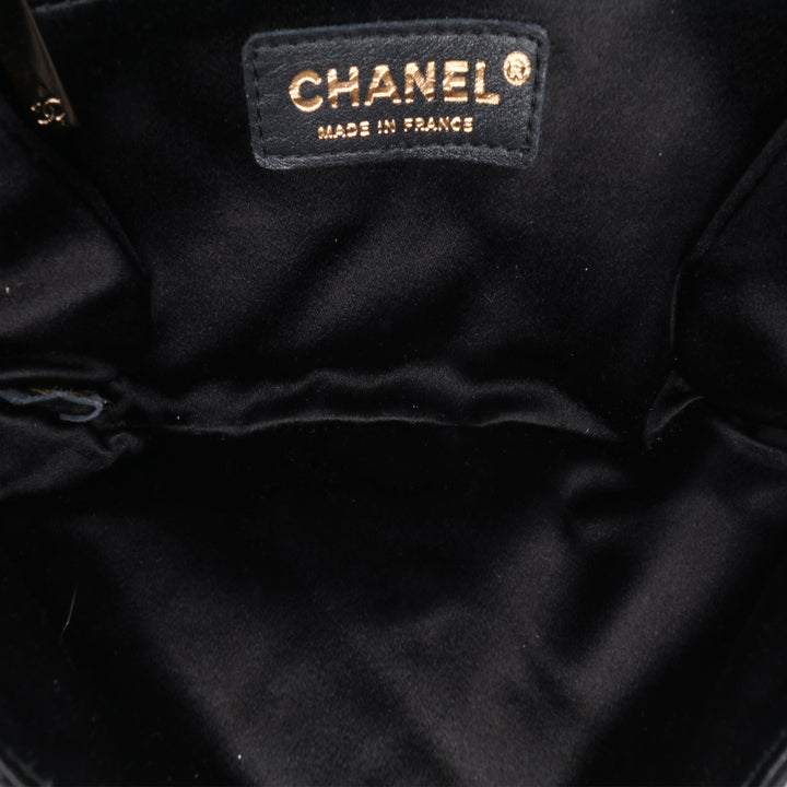 Chanel CC Quilted Satin Butterfly Chain Pochette Noir