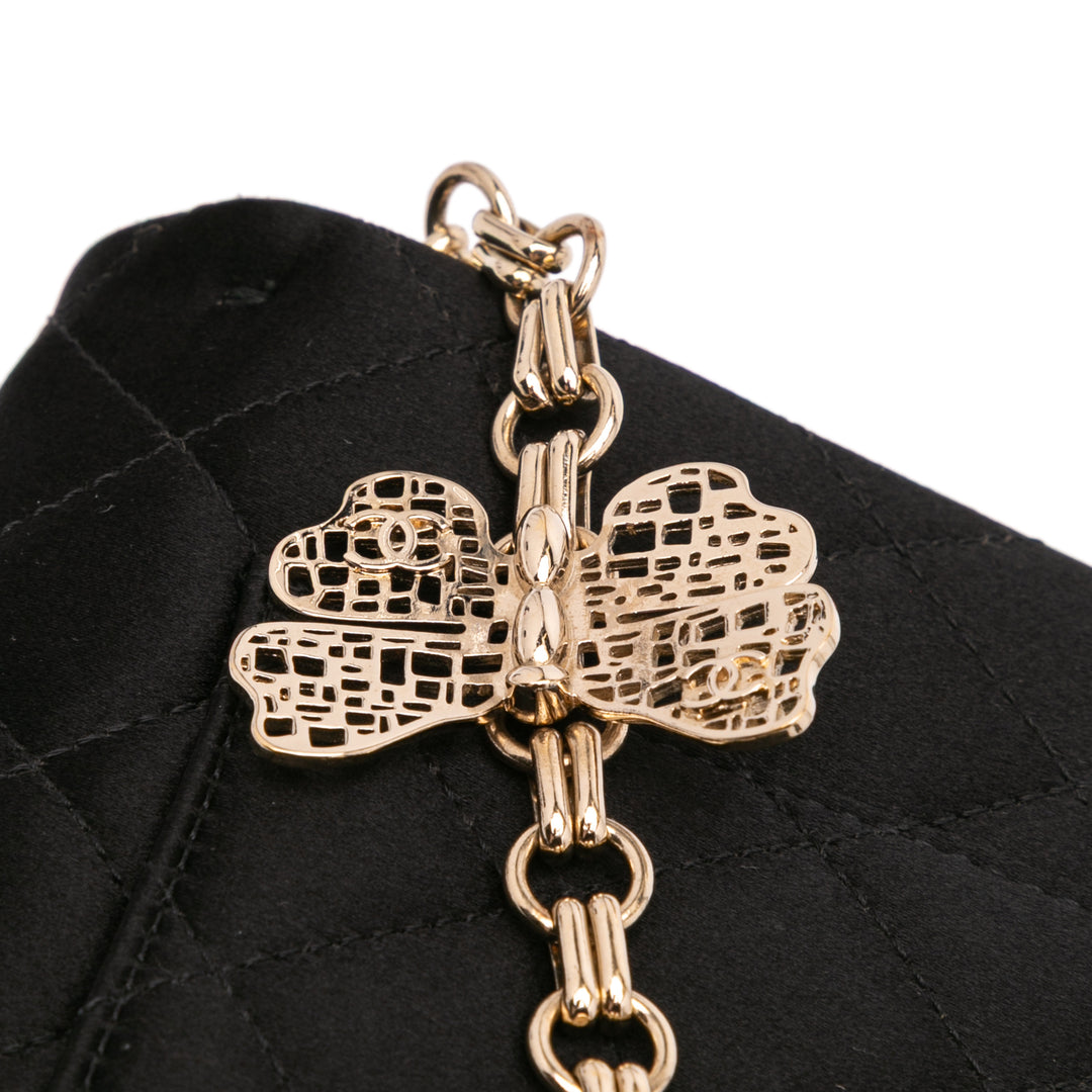 Chanel CC Quilted Satin Butterfly Chain Pochette Noir