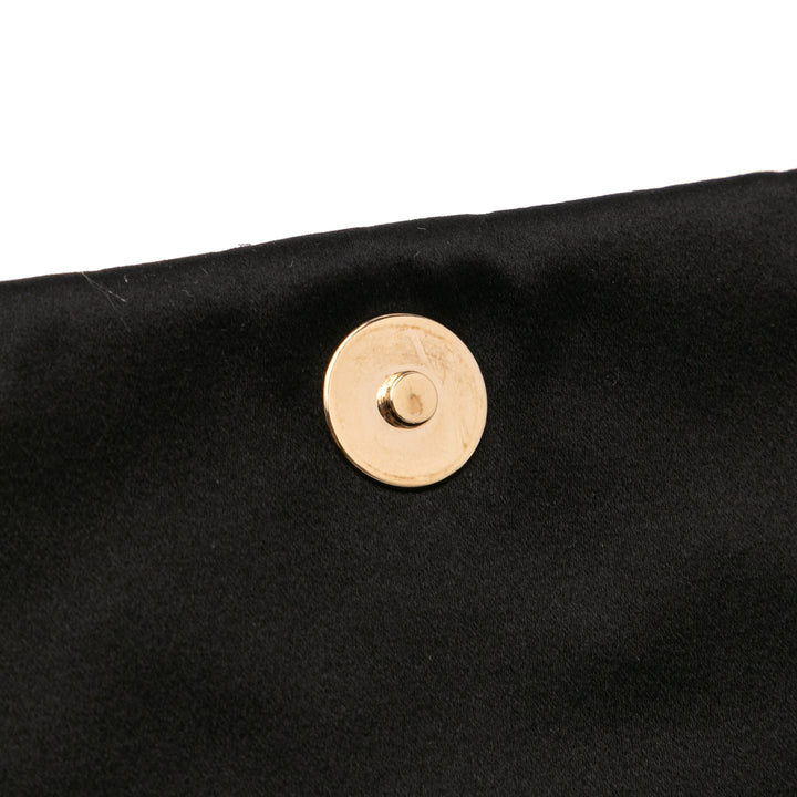 Chanel CC Quilted Satin Butterfly Chain Pochette Noir