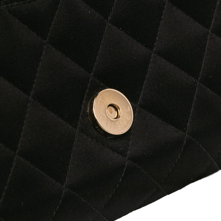 Chanel CC Quilted Satin Butterfly Chain Pochette Noir