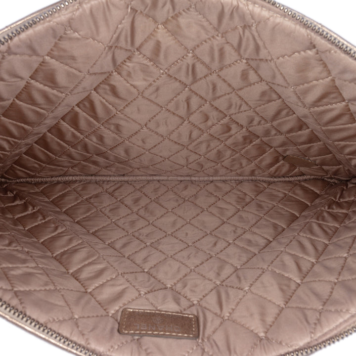 Large Quilted Metallic Lambskin O Case Clutch Gold - Gaby Paris
