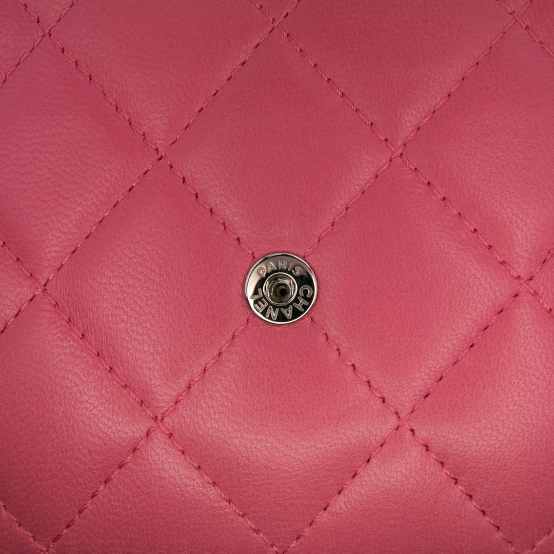 Lambskin Boy Wallet On Chain Pink - Gaby Paris