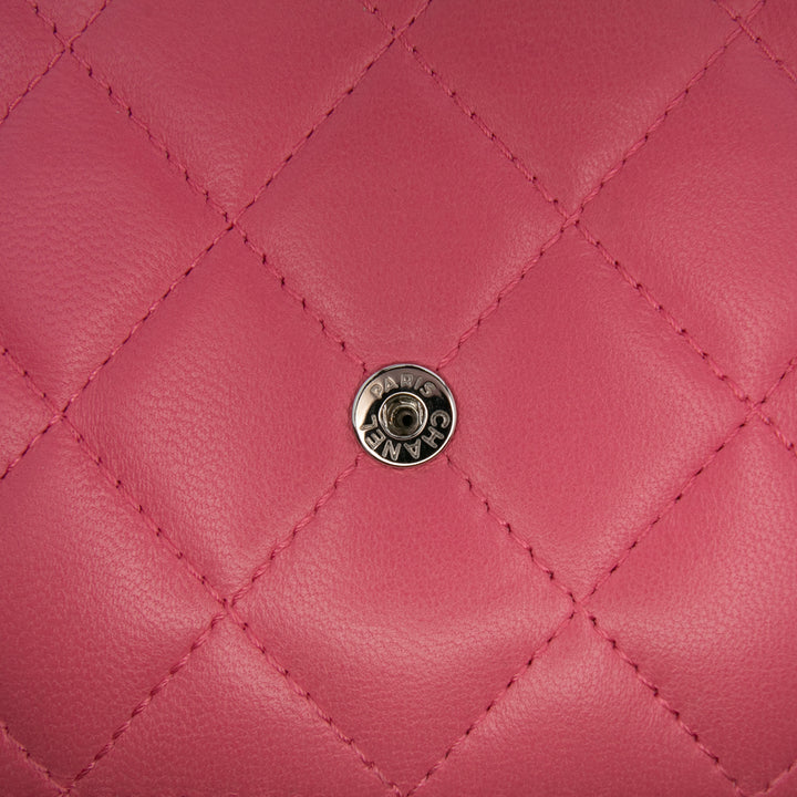 Lambskin Boy Wallet On Chain Pink - Gaby Paris