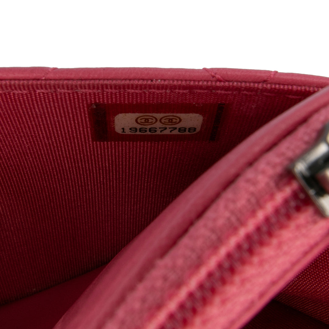 Lambskin Boy Wallet On Chain Pink - Gaby Paris