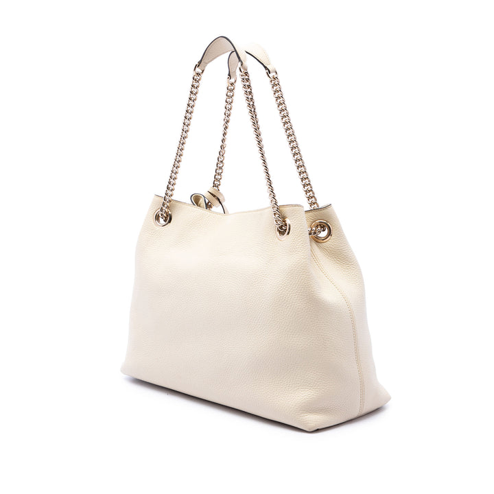 Gucci Cabas Soho chaîne Moyen Cuir de veau Blanc – vue 2 – GABY PARIS
