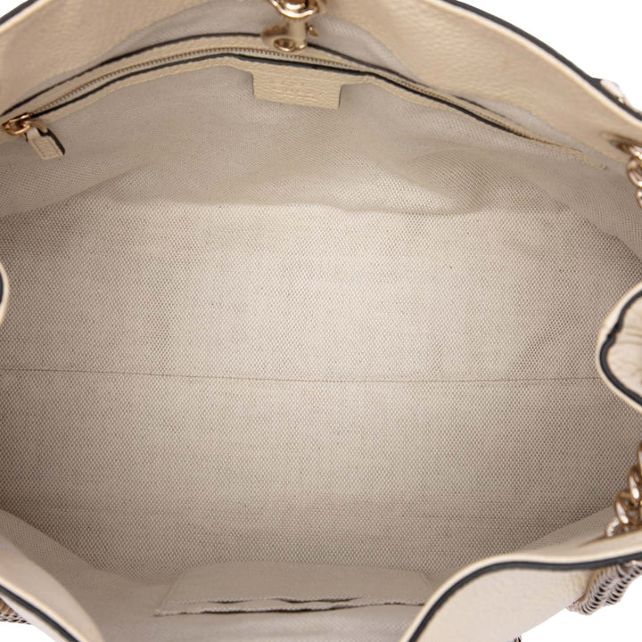 Gucci Cabas Soho chaîne Moyen Cuir de veau Blanc – vue 4 – GABY PARIS