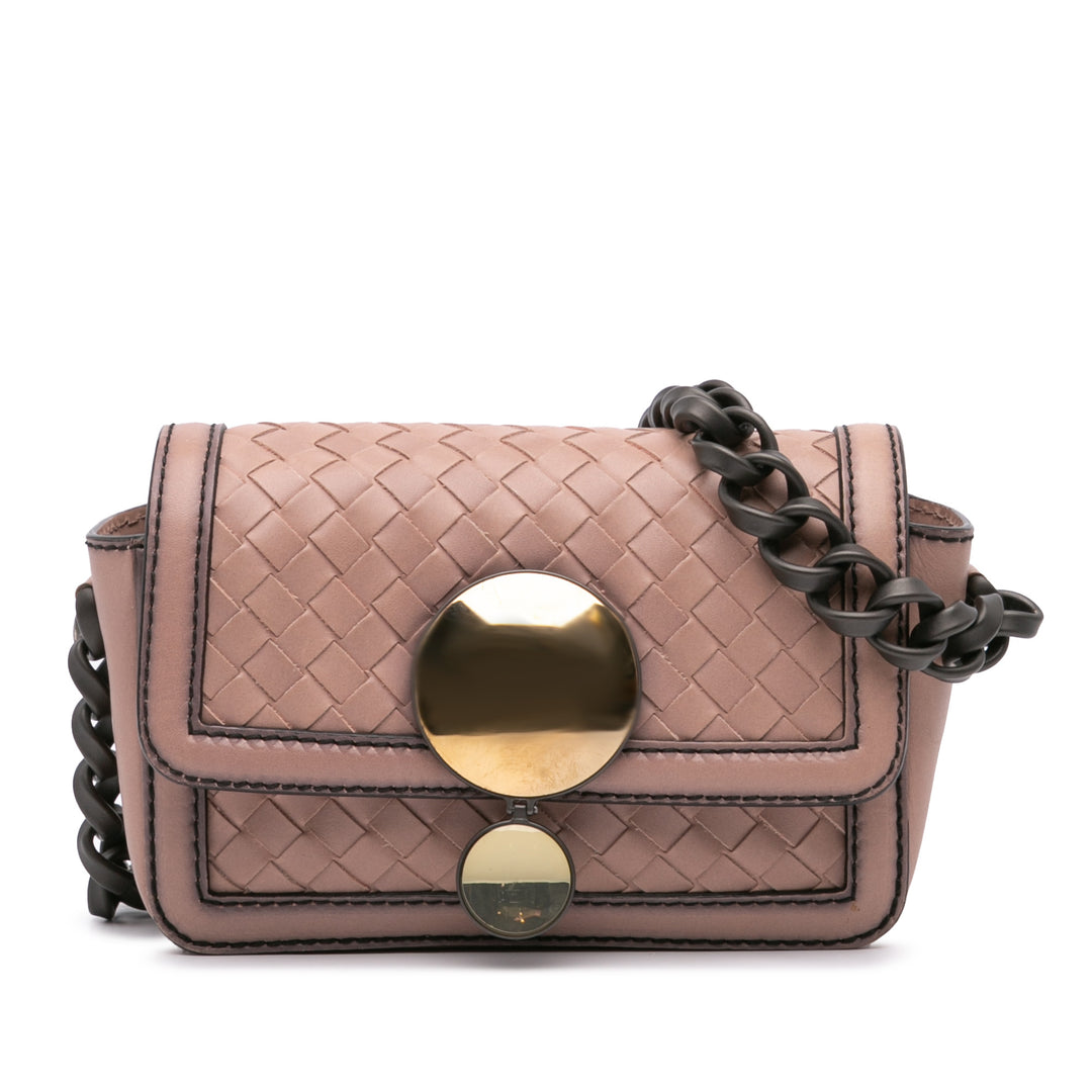 Nappa Intrecciato Mirror Lens Shoulder Bag Pink - Gaby Paris