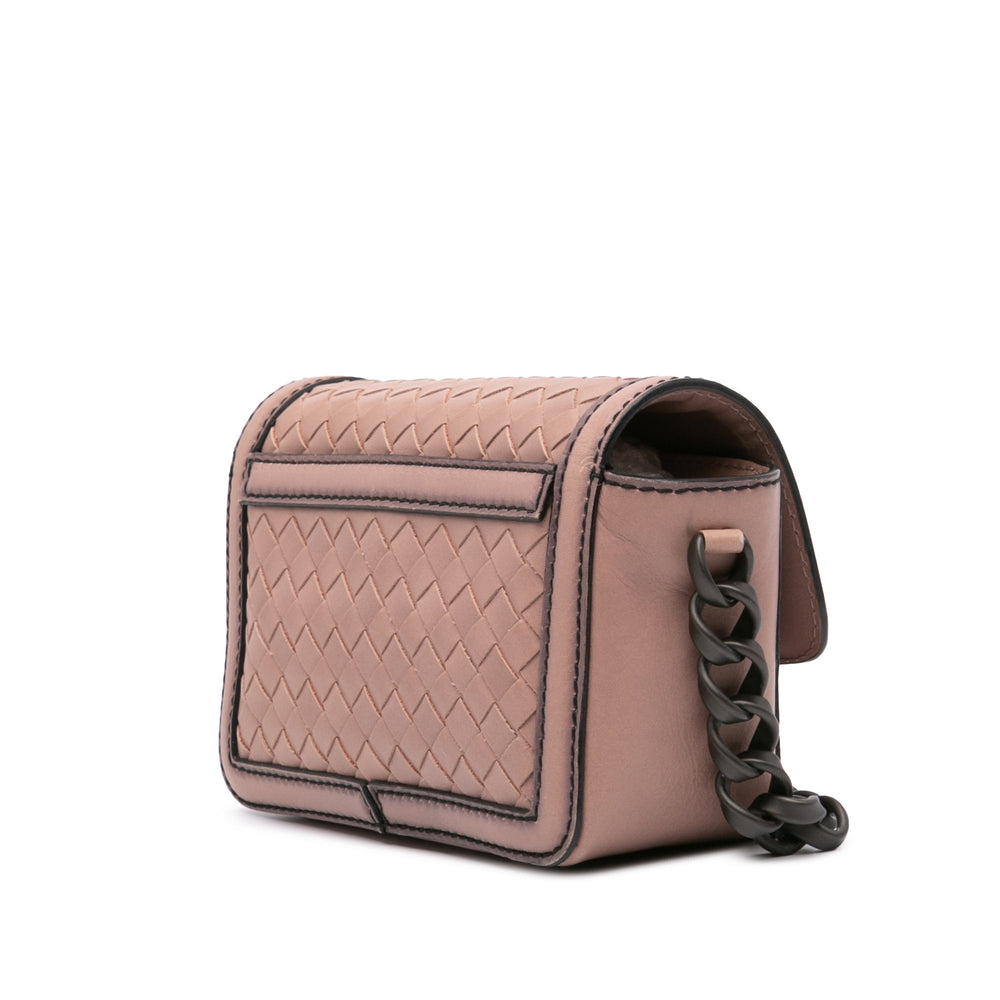 Nappa Intrecciato Mirror Lens Shoulder Bag Pink - Gaby Paris
